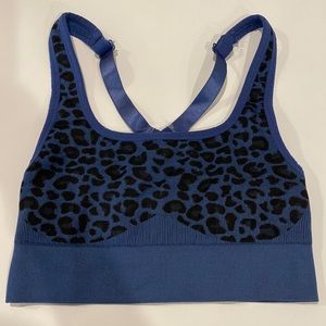 Fabletics Sports Bra Blue Black Leopard Print Size Small